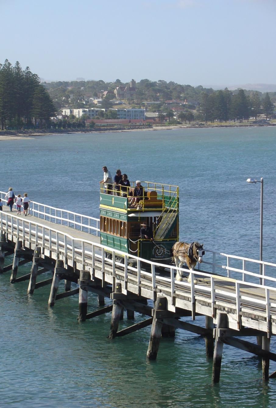 Horse tram to Granite Island Victor Harbor Sth Australia